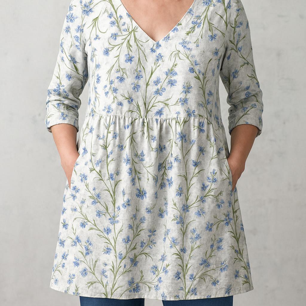 Jeanne | Long Blouse with V-Neck