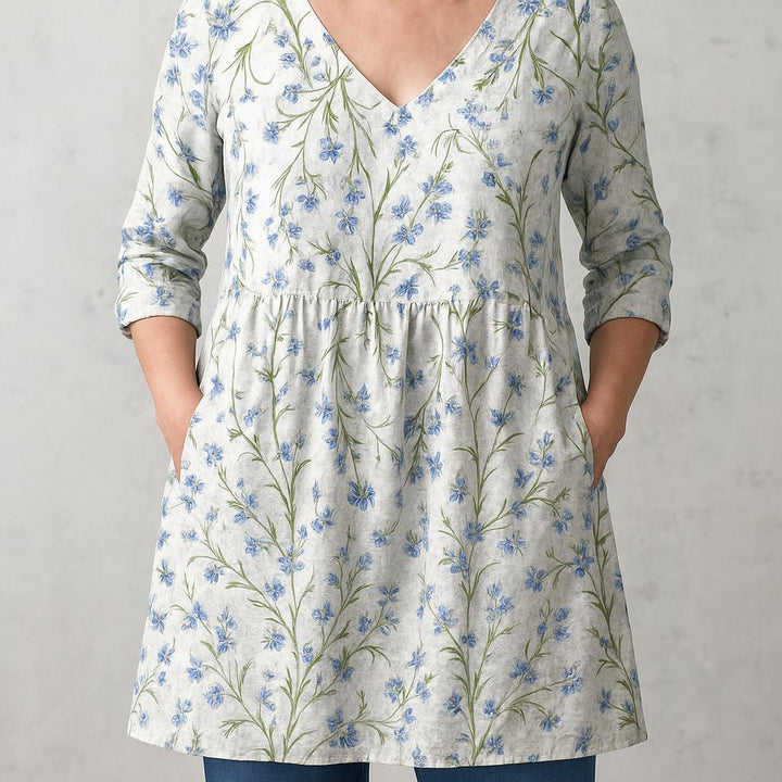 Jeanne | Long Blouse with V-Neck