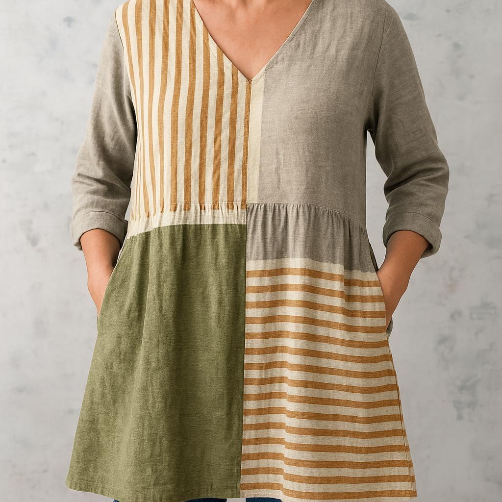 Camille | Long Blouse with V-Neck
