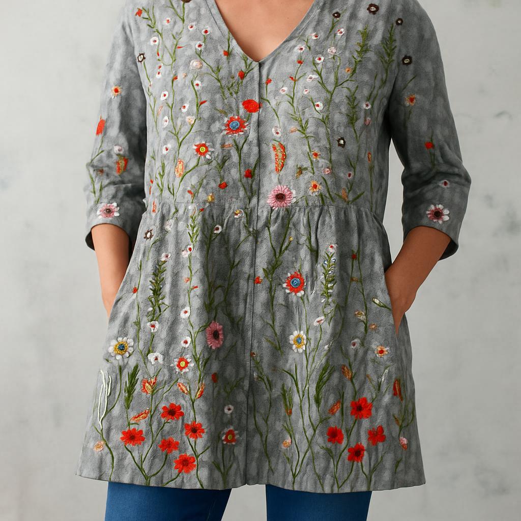 Amelie | Long Blouse with V-Neck