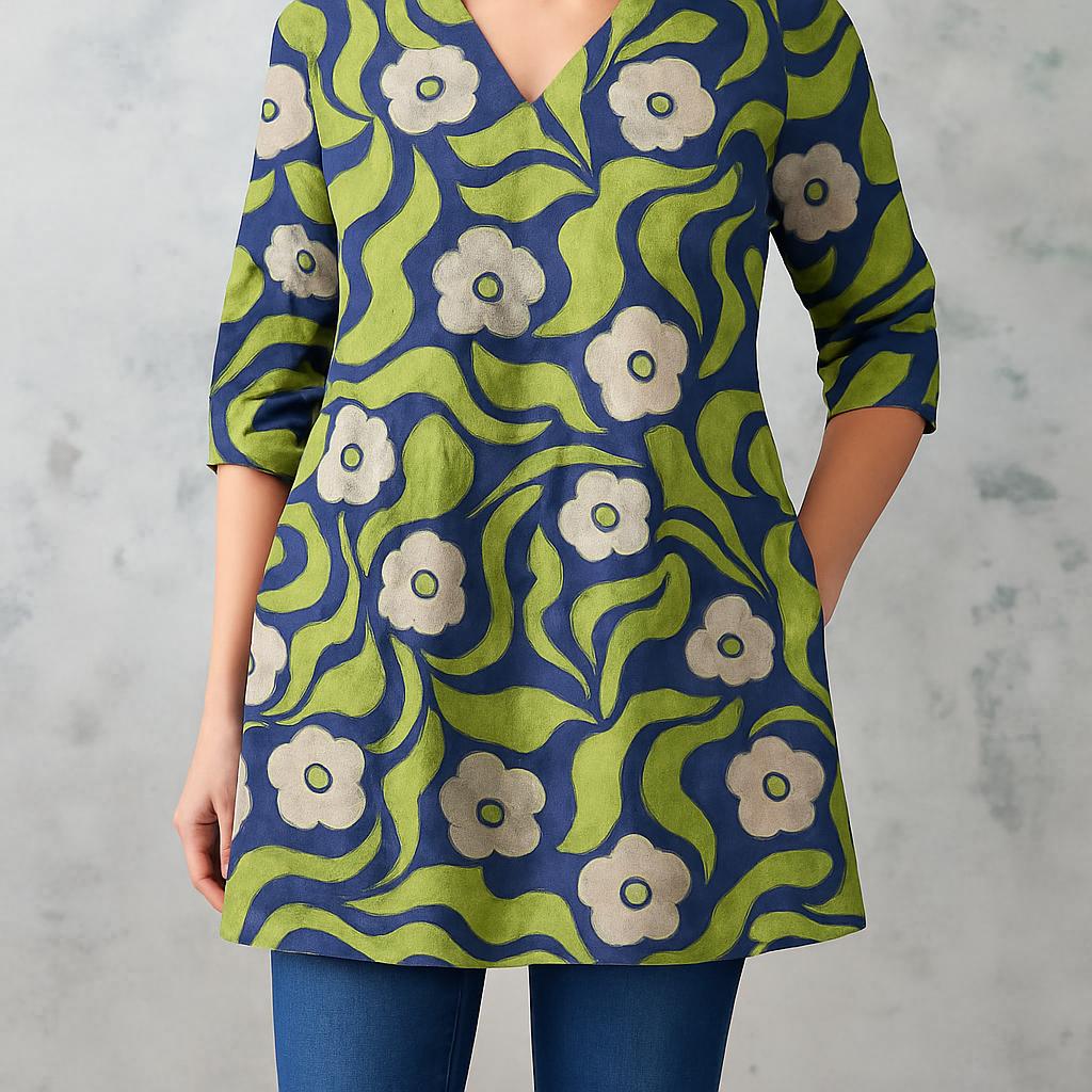 Elodie | Long Blouse with V-Neck