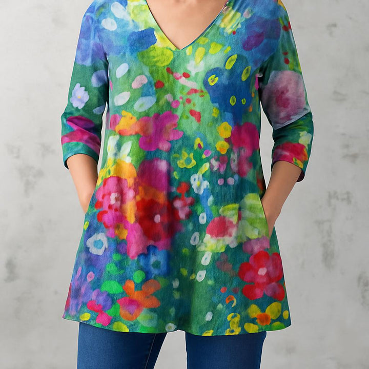 Maelle | Long Blouse with V-Neck