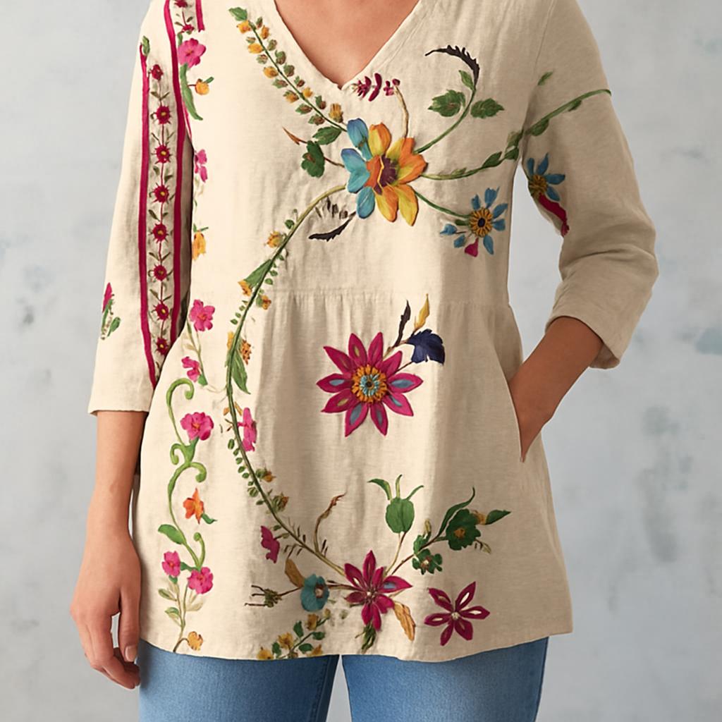 Clara | Long Blouse with V-Neck