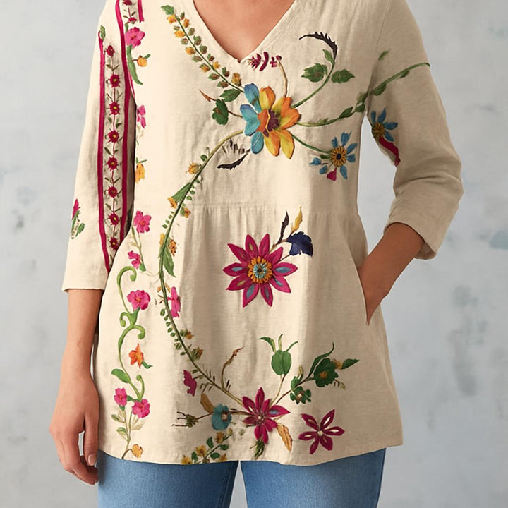 Clara | Long Blouse with V-Neck