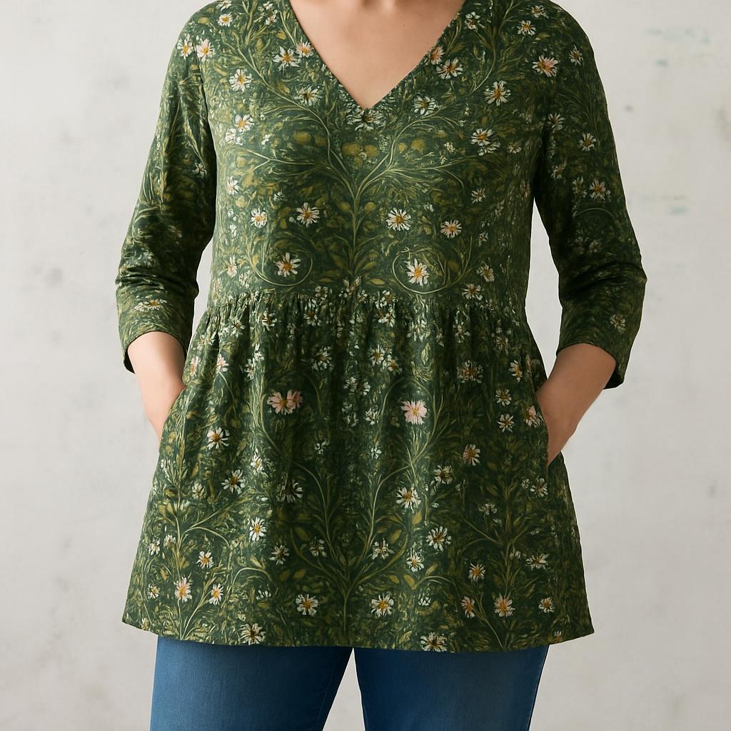 Julie | Long Blouse with V-Neck