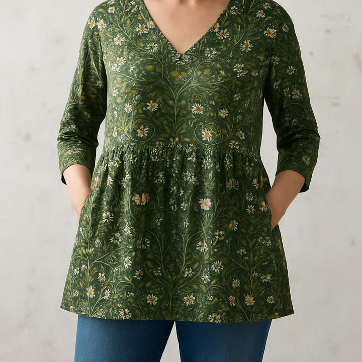 Julie | Long Blouse with V-Neck