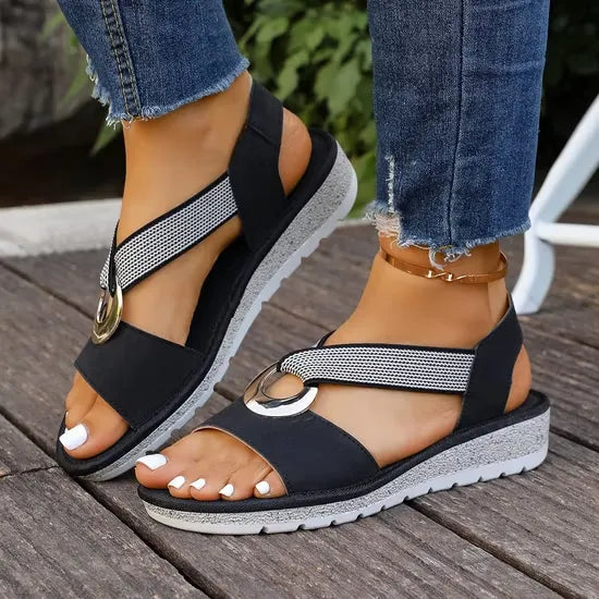 Sylvie | Gold Ring Cross Strap Sandals