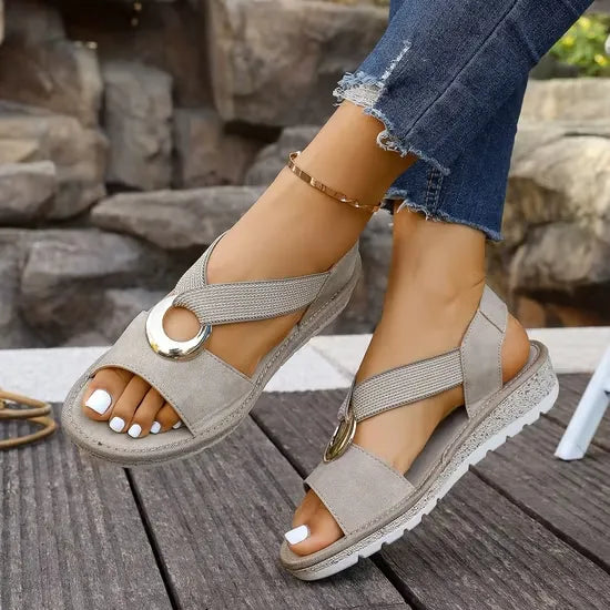 Sylvie | Gold Ring Cross Strap Sandals