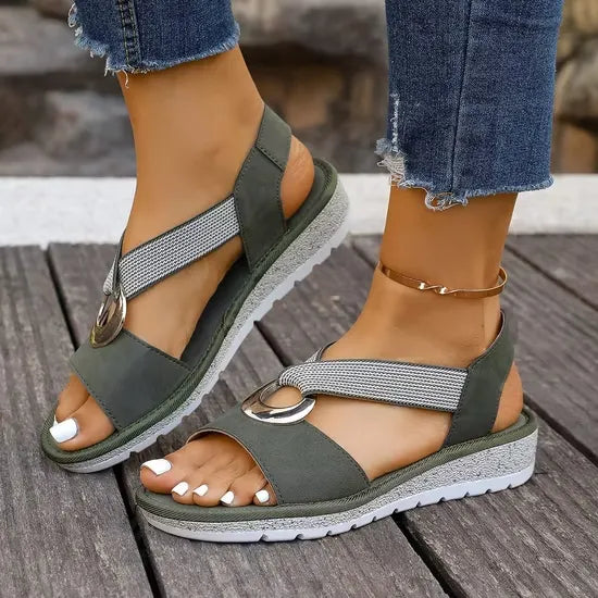 Sylvie | Gold Ring Cross Strap Sandals