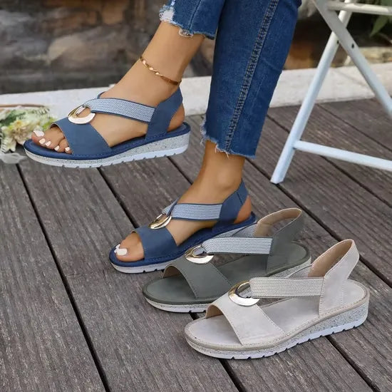 Sylvie | Gold Ring Cross Strap Sandals