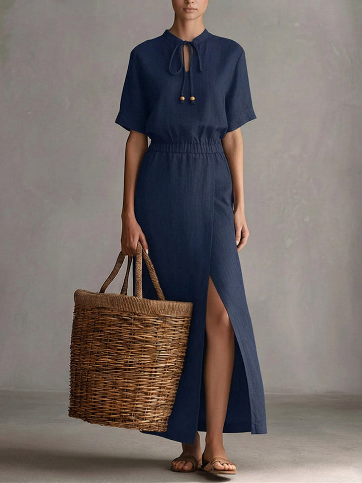 Serena | Long dress in linen and cotton with a refined style