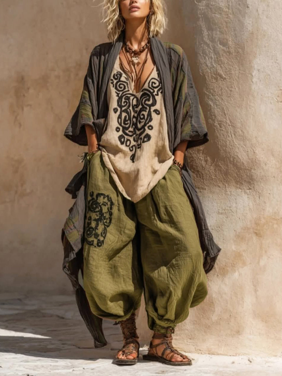 Ornella | Bohemian Artistic Set in Linen and Cotton