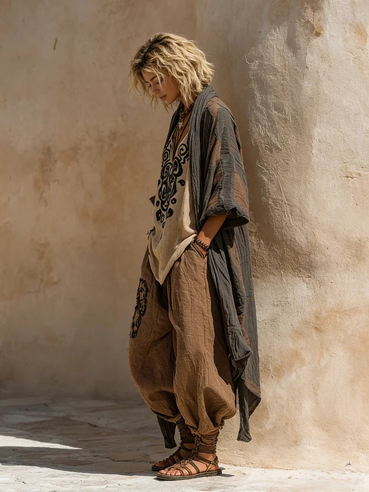 Ornella | Bohemian Artistic Set in Linen and Cotton