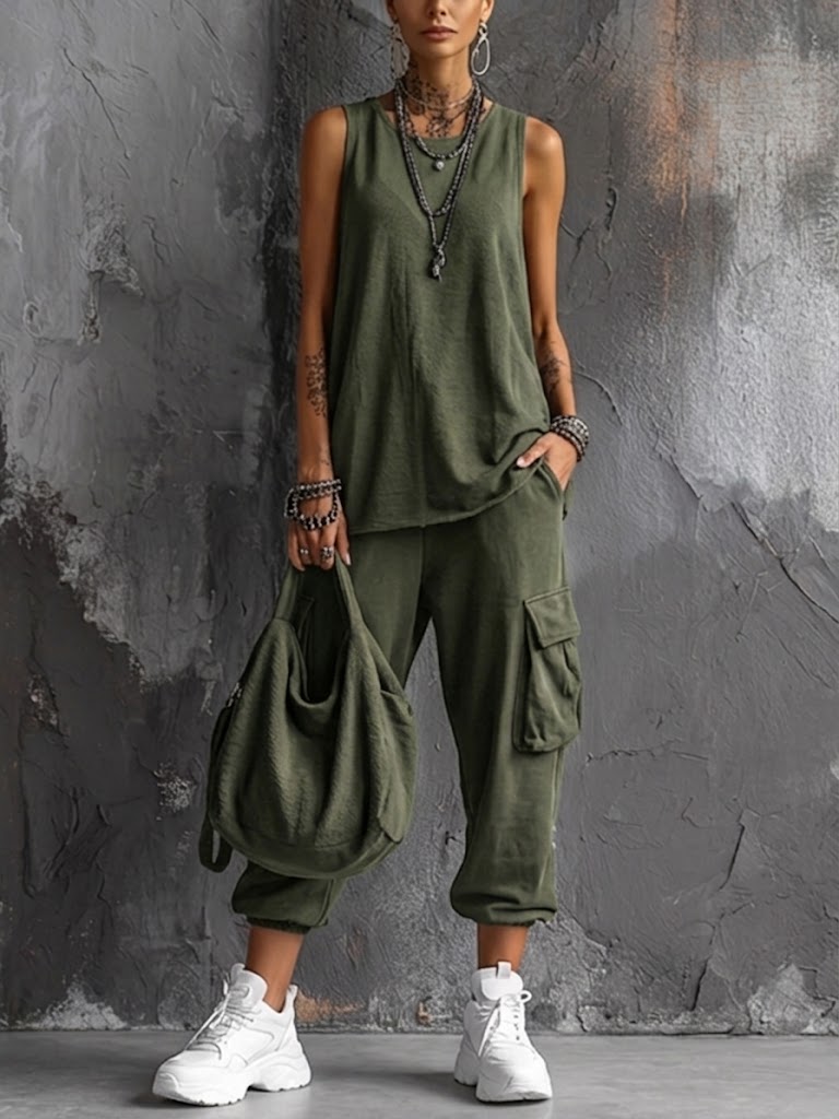 Zenara | Tank Top & Cargo Trouser Set